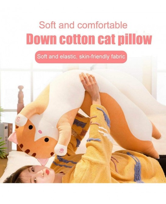 Cute Long Cat Plush Pillow 19.7 inch Soft Stuffed Kitten Pillow Doll Toy (Brown) $27.46 Kids' Plush Toy Pillows