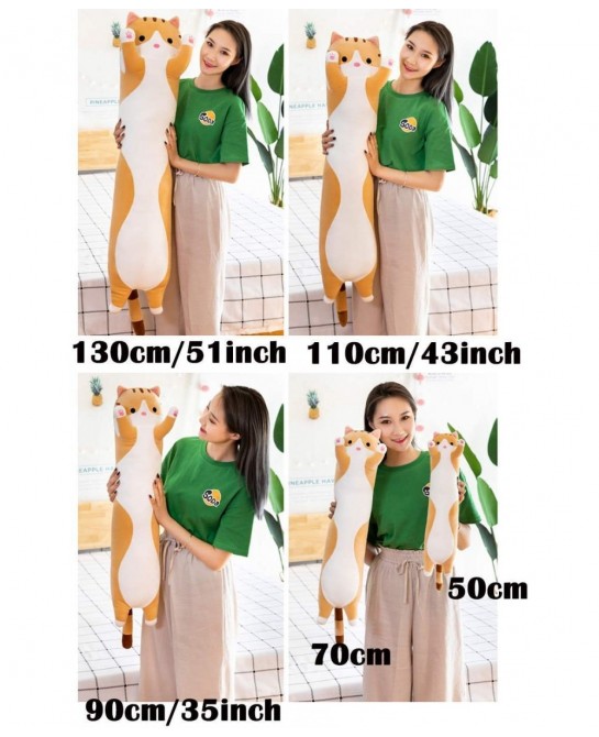 Cute Long Cat Plush Pillow 19.7 inch Soft Stuffed Kitten Pillow Doll Toy (Brown) $27.46 Kids' Plush Toy Pillows