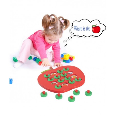 Wooden Memory Matching Game for Kids Apple Memory Match Board Game with 5 Pieces Double-Sided Cards Early Development Learnin...