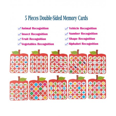 Wooden Memory Matching Game for Kids Apple Memory Match Board Game with 5 Pieces Double-Sided Cards Early Development Learnin...