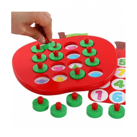 Wooden Memory Matching Game for Kids Apple Memory Match Board Game with 5 Pieces Double-Sided Cards Early Development Learnin...