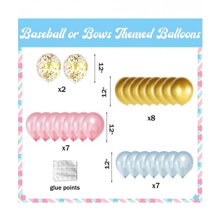 Baseball or Bows Gender Reveal Decorations Baseball or Bows Gender Reveal Banner Cake Topper for Boy or Girl Blue or Pink Bab...