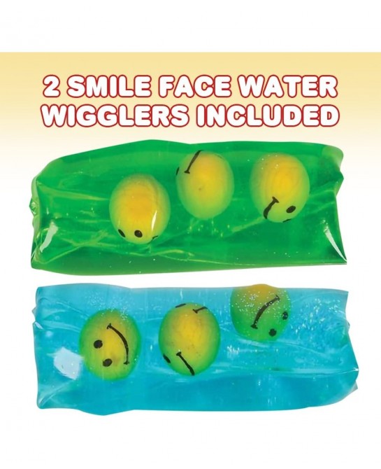 Smile Face Water Wigglers Set of 2 Fidget Toys for Kids with Smile Face Balls and Glitter Inside Stress Relief Toys for Boys ...