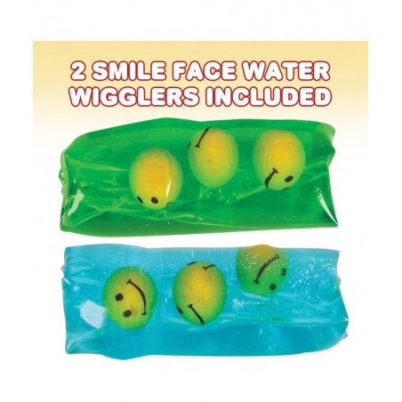 Smile Face Water Wigglers Set of 2 Fidget Toys for Kids with Smile Face Balls and Glitter Inside Stress Relief Toys for Boys ...