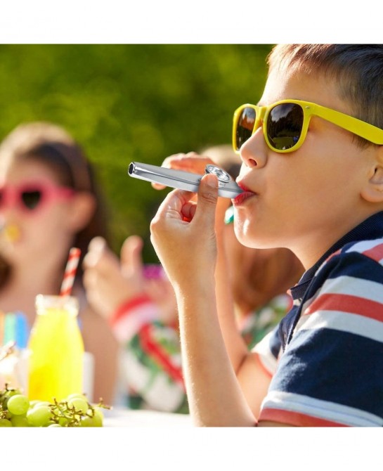 4.75 Inch Metal Kazoo - Set of 3 - Fun Humming Musical Instrument for Kids and Adults - Durable Music Toys - Cool Birthday Fa...