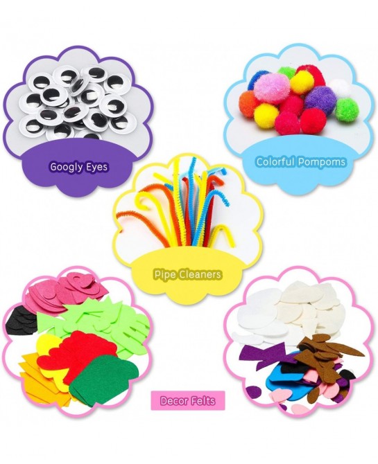 12Pcs Hand Puppet Making Kit for Kids Art Craft Felt Sock Puppet Toys Creative DIY Make Your Own Puppets Pompoms Storytelling...