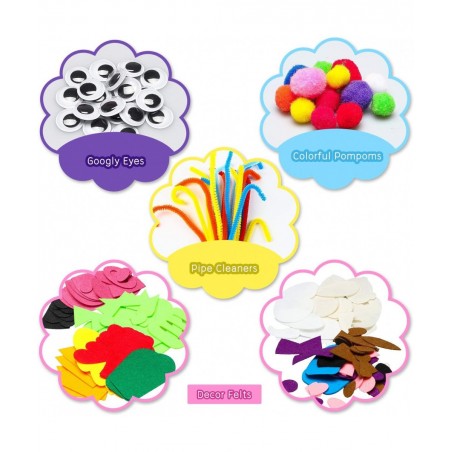 12Pcs Hand Puppet Making Kit for Kids Art Craft Felt Sock Puppet Toys Creative DIY Make Your Own Puppets Pompoms Storytelling...