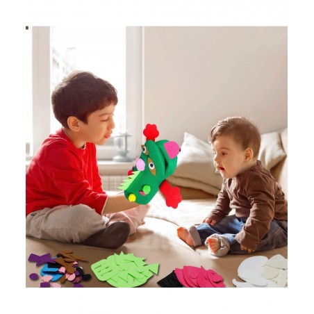 12Pcs Hand Puppet Making Kit for Kids Art Craft Felt Sock Puppet Toys Creative DIY Make Your Own Puppets Pompoms Storytelling...