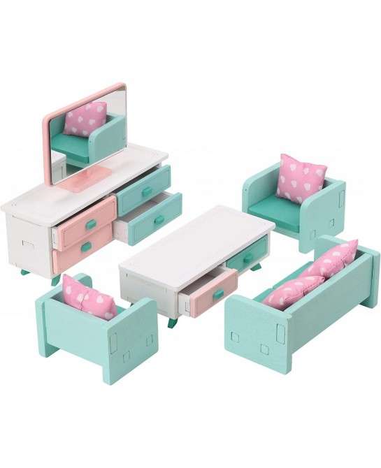 Living Room Pretend Wooden Toys with Dollhouse Playset Decoration Accessories for Kids Intellectual Education Gift(LT227) $23...