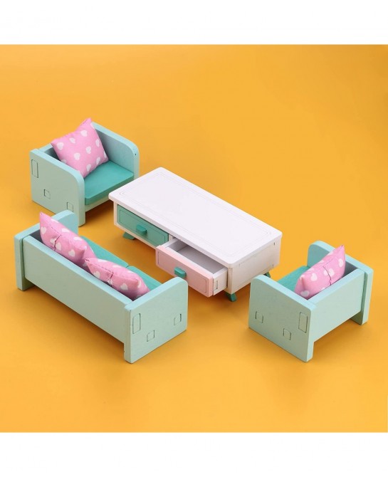 Living Room Pretend Wooden Toys with Dollhouse Playset Decoration Accessories for Kids Intellectual Education Gift(LT227) $23...