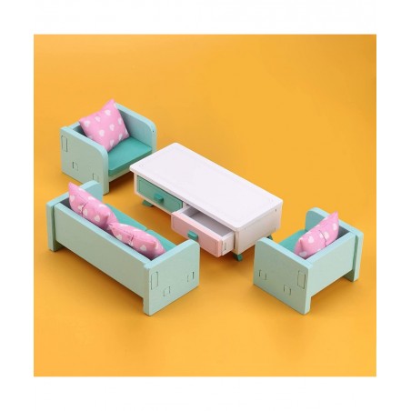 Living Room Pretend Wooden Toys with Dollhouse Playset Decoration Accessories for Kids Intellectual Education Gift(LT227) $23...