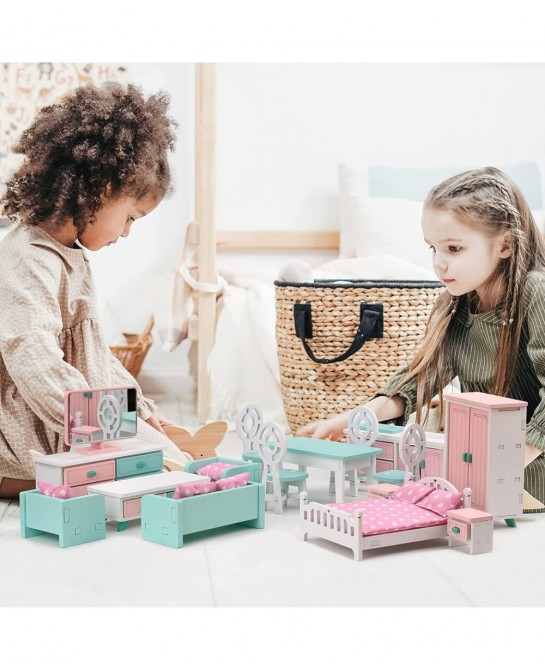 Living Room Pretend Wooden Toys with Dollhouse Playset Decoration Accessories for Kids Intellectual Education Gift(LT227) $23...