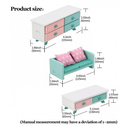 Living Room Pretend Wooden Toys with Dollhouse Playset Decoration Accessories for Kids Intellectual Education Gift(LT227) $23...