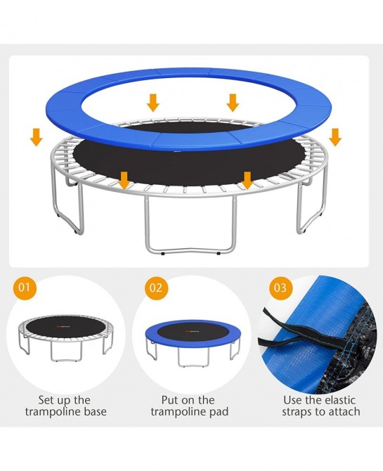 Trampoline Replacement Pad 16FT 15FT 14FT 12FT 10FT 8FT Trampoline Spring Cover No Holes for Poles Water-Resistant Universal ...