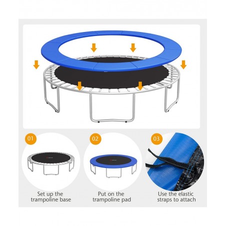 Trampoline Replacement Pad 16FT 15FT 14FT 12FT 10FT 8FT Trampoline Spring Cover No Holes for Poles Water-Resistant Universal ...