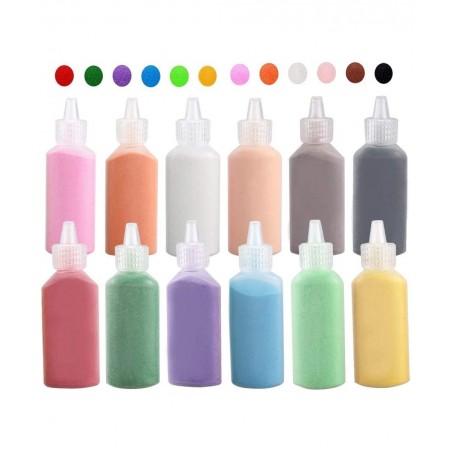 12 PCS Art Sand 1.25oz Bottles DIY Arts and Crafts Kit Scenic Sand for Kids' Arts & Crafts Terrarium Sand Play DIY Drawing Sa...