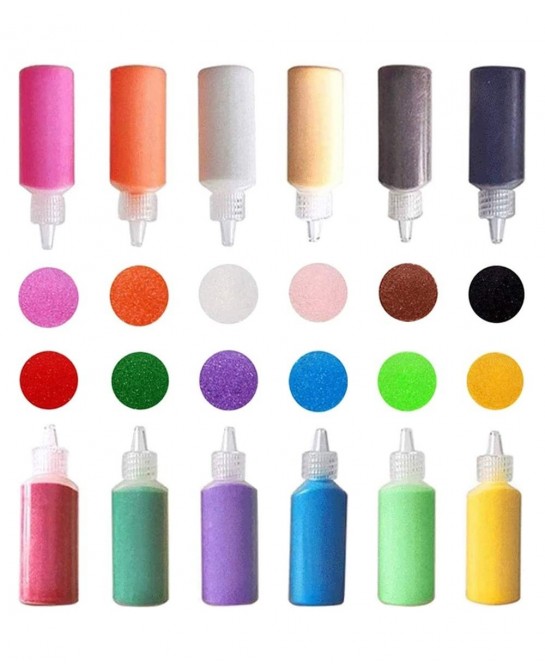 12 PCS Art Sand 1.25oz Bottles DIY Arts and Crafts Kit Scenic Sand for Kids' Arts & Crafts Terrarium Sand Play DIY Drawing Sa...