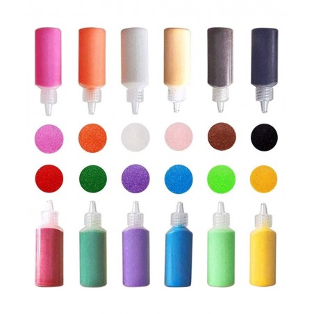 12 PCS Art Sand 1.25oz Bottles DIY Arts and Crafts Kit Scenic Sand for Kids' Arts & Crafts Terrarium Sand Play DIY Drawing Sa...