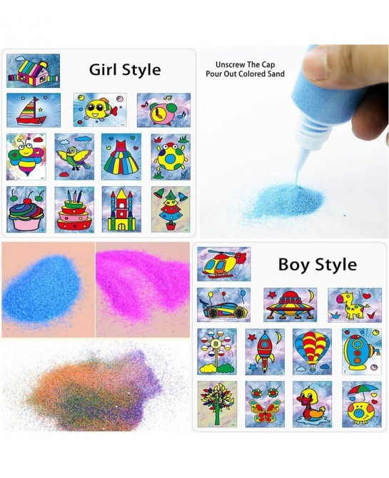 12 PCS Art Sand 1.25oz Bottles DIY Arts and Crafts Kit Scenic Sand for Kids' Arts & Crafts Terrarium Sand Play DIY Drawing Sa...