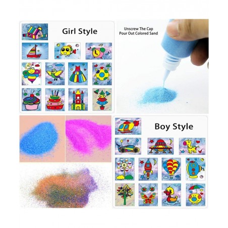 12 PCS Art Sand 1.25oz Bottles DIY Arts and Crafts Kit Scenic Sand for Kids' Arts & Crafts Terrarium Sand Play DIY Drawing Sa...