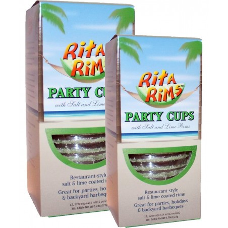 RITA RIMS Plastic Margarita Glasses. Ready To Drink. Premade Margarita Kit Gift Set with disposable margarita glasses pre rim...