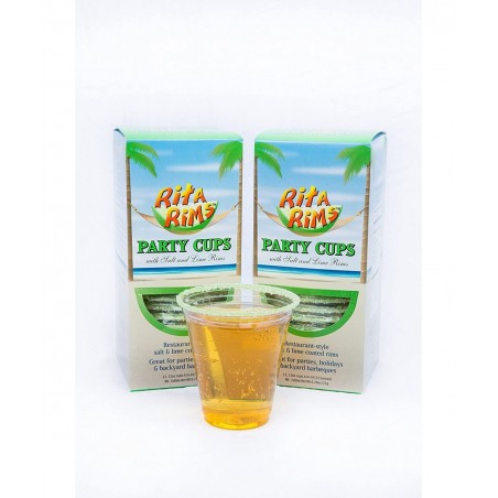 RITA RIMS Plastic Margarita Glasses. Ready To Drink. Premade Margarita Kit Gift Set with disposable margarita glasses pre rim...