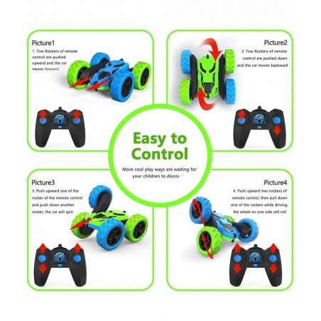 Remote Control Car RC Cars Stunt Car with Headlights 2.4GHZ Remote Control Car Toys for Boys 4WD Off Road Stunt Car Double Si...