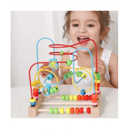 Bead Maze Toy for 1 2 3 Year Old Kids Wooden Colorful Roller Coaster Circle Toys Early Educational Toys for Toddlers First Bi...
