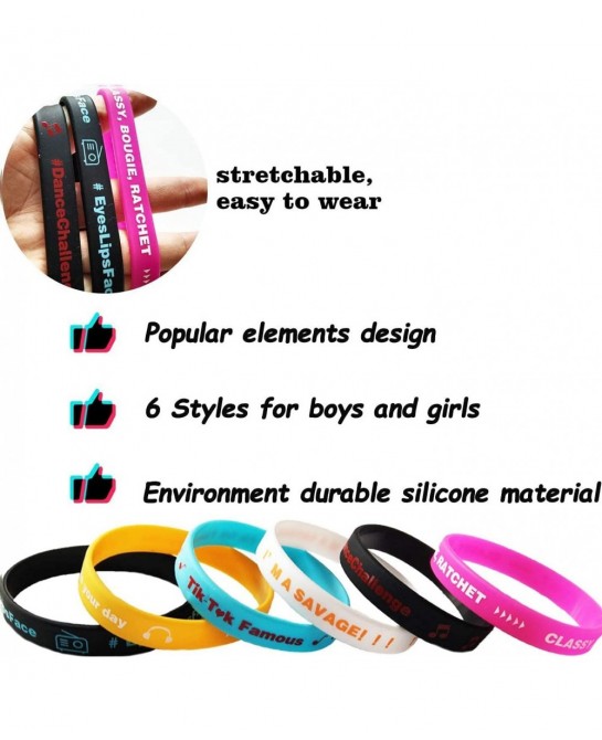36 Pack Music Themed Silicone Bracelet Dance Challenge Party Wristbands Music Party Supplies Stuff for Girls and Boys Music F...