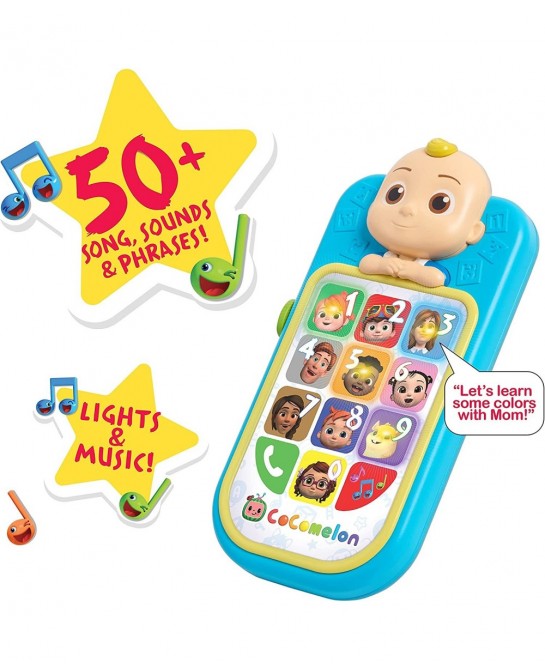 CoComelon JJ’s First Learning Toy Phone for Kids with Lights Sounds Music to Introduce Feelings Letters Numbers Colors Shapes...