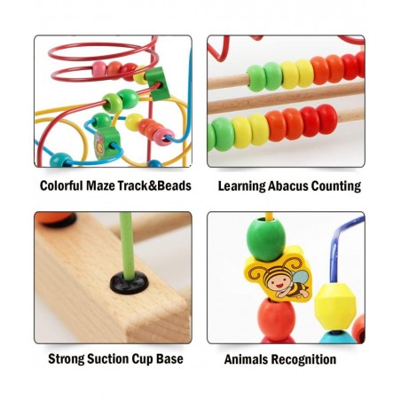Bead Maze Toy for 1 2 3 Year Old Kids Wooden Colorful Roller Coaster Circle Toys Early Educational Toys for Toddlers First Bi...