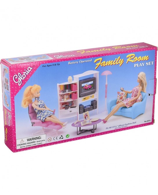 Doll House Furniture Family Room TV Couch Ottoman $37.35 Doll Accessories