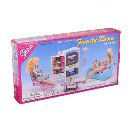 Doll House Furniture Family Room TV Couch Ottoman $37.35 Doll Accessories