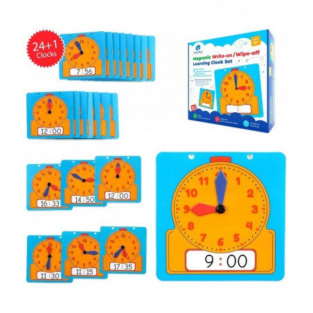 24+1 Learning Clock for Kids - Classroom Clock Set Magnetic Demonstration Clock Teaching Clock Learning Clocks for Kids to Te...
