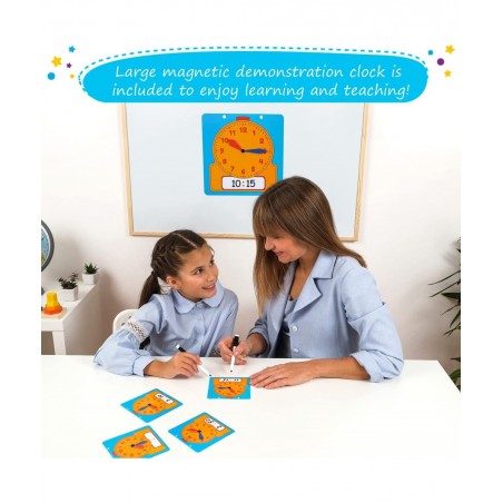 24+1 Learning Clock for Kids - Classroom Clock Set Magnetic Demonstration Clock Teaching Clock Learning Clocks for Kids to Te...