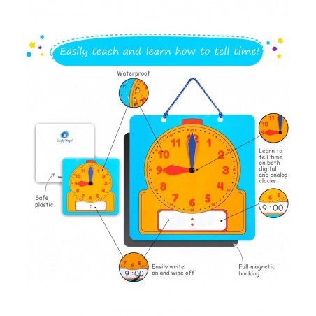 24+1 Learning Clock for Kids - Classroom Clock Set Magnetic Demonstration Clock Teaching Clock Learning Clocks for Kids to Te...