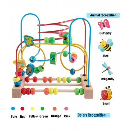 Bead Maze Toy for 1 2 3 Year Old Kids Wooden Colorful Roller Coaster Circle Toys Early Educational Toys for Toddlers First Bi...
