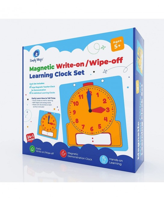 24+1 Learning Clock for Kids - Classroom Clock Set Magnetic Demonstration Clock Teaching Clock Learning Clocks for Kids to Te...