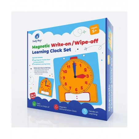24+1 Learning Clock for Kids - Classroom Clock Set Magnetic Demonstration Clock Teaching Clock Learning Clocks for Kids to Te...