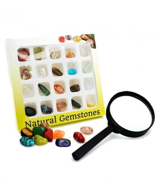 Gemstone Rock Collection Kit for Kids Geology Science Learning with Magnifier Reading Glass (Pack of 20pcs) $18.56 Educationa...