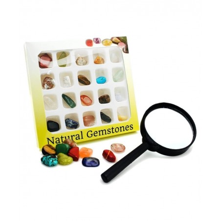 Gemstone Rock Collection Kit for Kids Geology Science Learning with Magnifier Reading Glass (Pack of 20pcs) $18.56 Educationa...