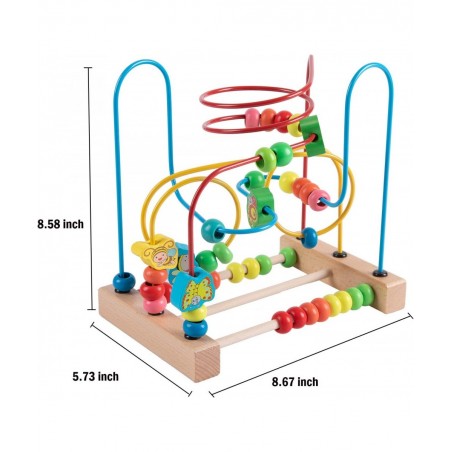 Bead Maze Toy for 1 2 3 Year Old Kids Wooden Colorful Roller Coaster Circle Toys Early Educational Toys for Toddlers First Bi...