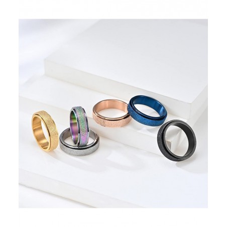 3Pcs Spinner Ring for Women Men Anxiety Relief - 6MM 6-11 Stainless Steel Sand Blast Glitter Finish Rose Gold Silver Rainbow ...