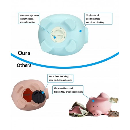Piggy Bank | Plastic Piggy Bank | Coin Bank for Kids | Baby Shower & Birthday & Children's Day & Christmas Gift | Nursery Dec...