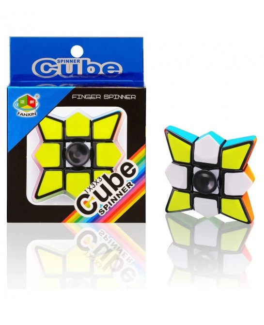 Fidget Spinner Cube 2 in 1 Stickerless Brain Teasers Magic Puzzle Spinning Top Cube Rotatable Stress Relief 1X3X3 Finger Spee...