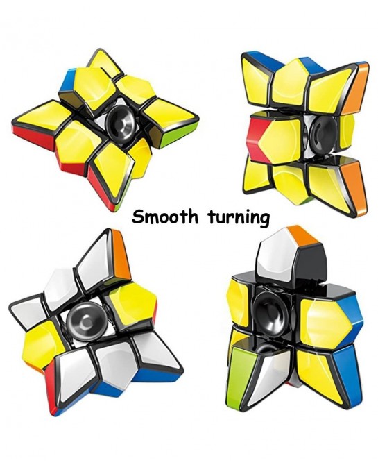 Fidget Spinner Cube 2 in 1 Stickerless Brain Teasers Magic Puzzle Spinning Top Cube Rotatable Stress Relief 1X3X3 Finger Spee...