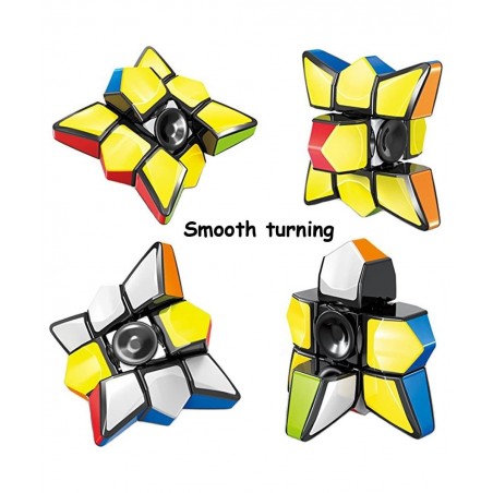 Fidget Spinner Cube 2 in 1 Stickerless Brain Teasers Magic Puzzle Spinning Top Cube Rotatable Stress Relief 1X3X3 Finger Spee...