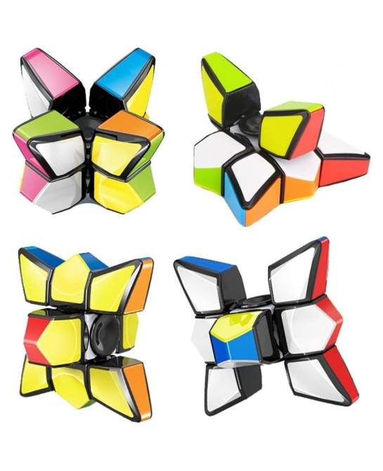 Fidget Spinner Cube 2 in 1 Stickerless Brain Teasers Magic Puzzle Spinning Top Cube Rotatable Stress Relief 1X3X3 Finger Spee...