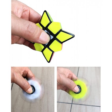 Fidget Spinner Cube 2 in 1 Stickerless Brain Teasers Magic Puzzle Spinning Top Cube Rotatable Stress Relief 1X3X3 Finger Spee...