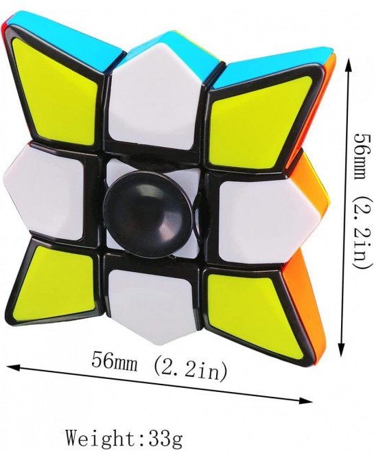 Fidget Spinner Cube 2 in 1 Stickerless Brain Teasers Magic Puzzle Spinning Top Cube Rotatable Stress Relief 1X3X3 Finger Spee...